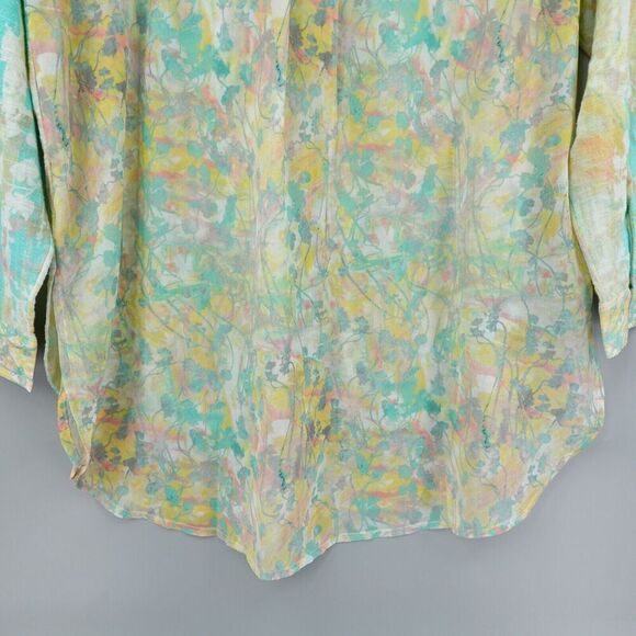 Soft Surroundings Shirt Medium Green Abstract Gauze Contrast Tunic Art to Wear - Picture 7 of 16